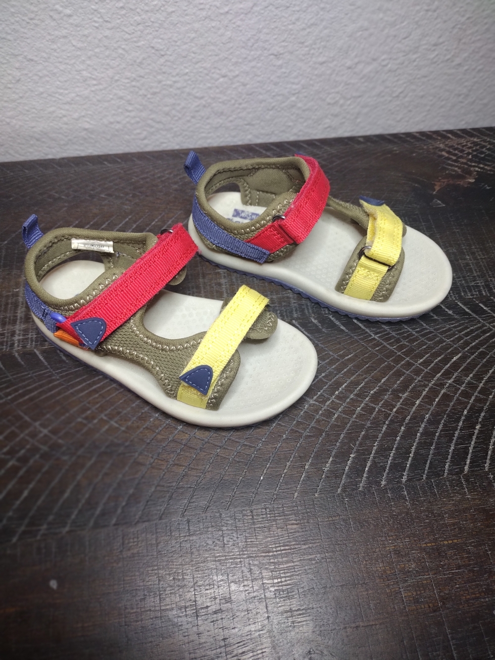 Kids Multi-Color Adjustable Sandals - Red, Yellow, Blue